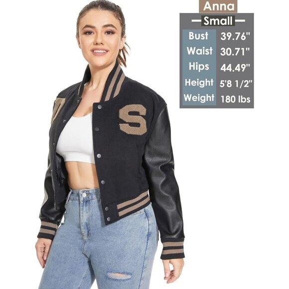 DARKSHE Women's Faux Leather Black Jacket Coat with Long Sleeve - Picture 2 of 7